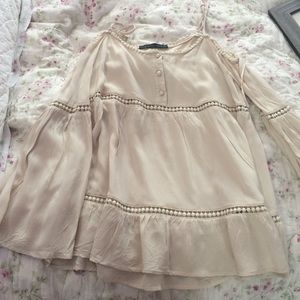 white flare shirt pretty button bell sleeve