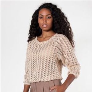 American Apparel Crochet Lace Raglan Pullover Nude