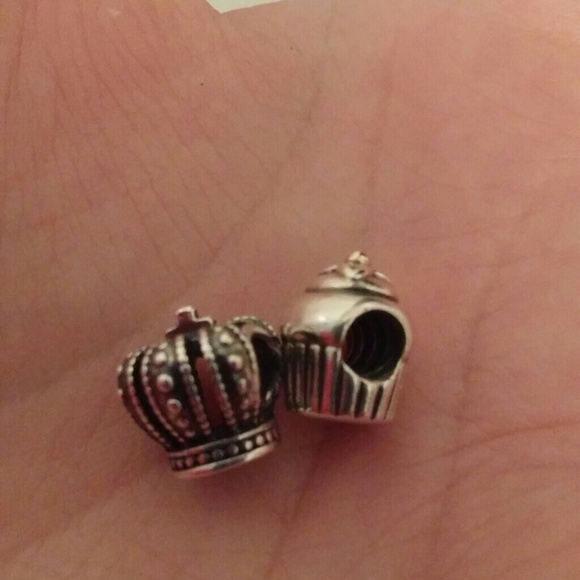 2 pandora charms crown and cupcake