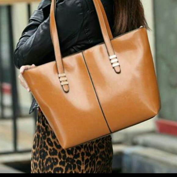 Tan leather handbag
