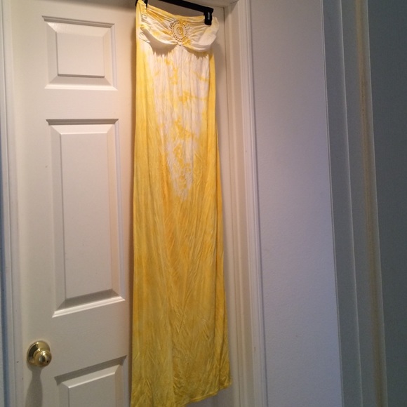 Yellow Tie Dye Tube Top Dress