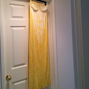 Yellow Tie Dye Tube Top Dress
