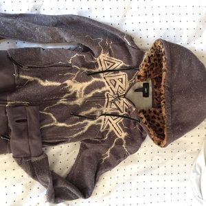 Obey sweatshirt hoodie with leopard fur in hood