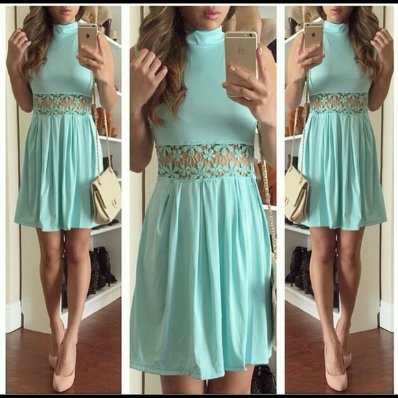 Mint Flower Laced Dress
