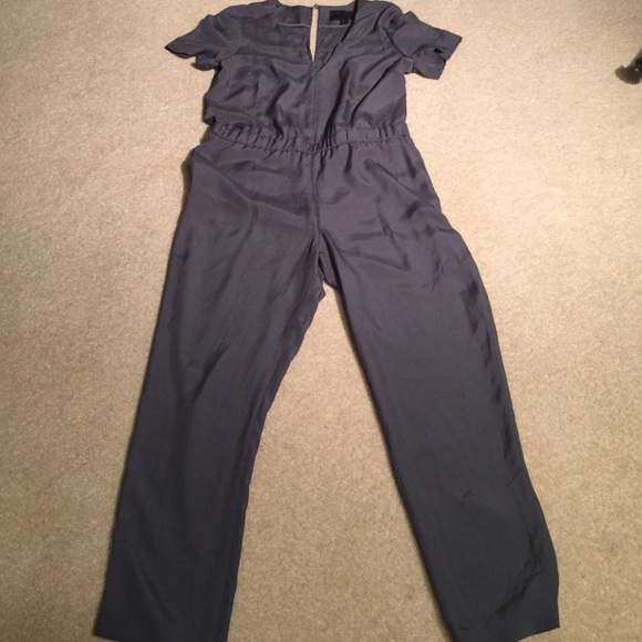 J Crew Collection green silk jumpsuit sz 12