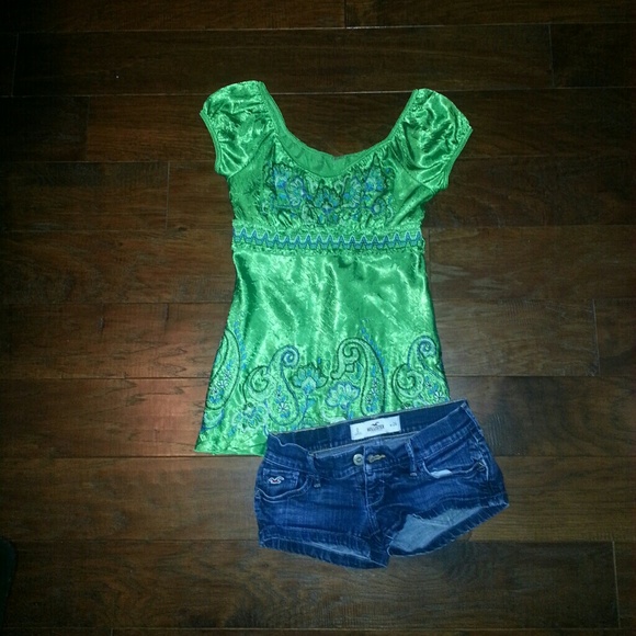 Green tie back top
