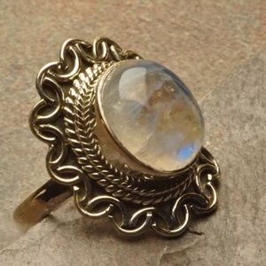 Natural rainbow Moonstone Ring