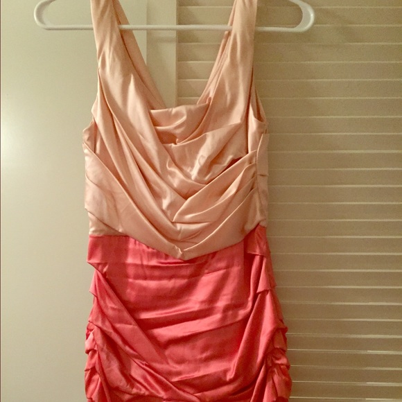 Light and dark pink ruched dress