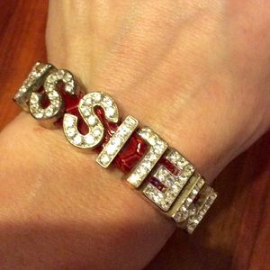 NWOT Red & silver diamond Melissa buckle bracelet