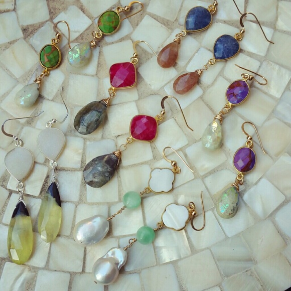 Dew drop earrings semi precious stones