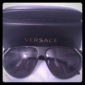 Black Versace polarized sunglasses.