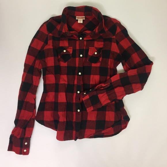 Mossimo Supply Co. Outerwear - Red/black fitted flannel