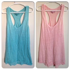 American eagle blue and pink tank tops