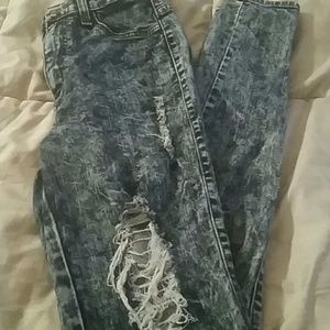 2015 spring denim ripped high waisted jean