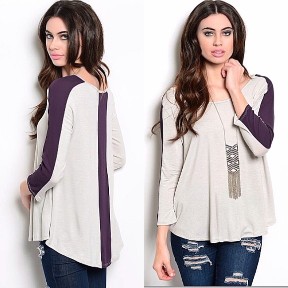 Tops - Heather gray plum purple color block tunic
