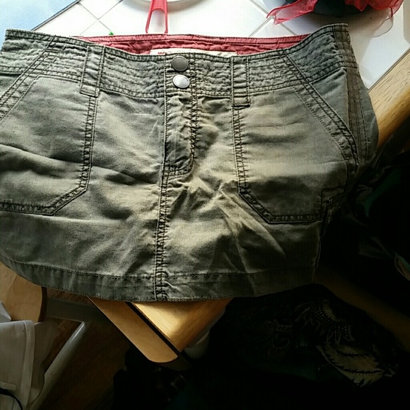 Olive colored mini skirt