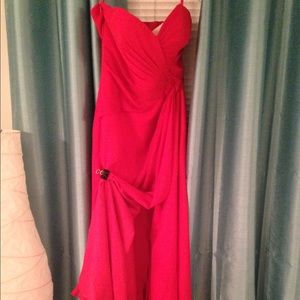 Long red strapless dress. Used only once. Size 6