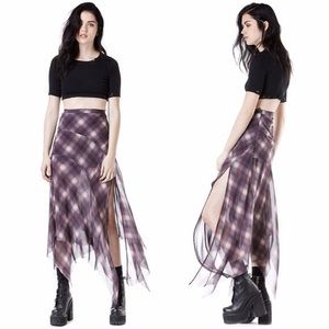 NWT Unif Plaid Chiffon Maxi Skirt