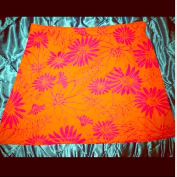 90's style daisy print orange & pink mini skirt - Picture 2 of 4