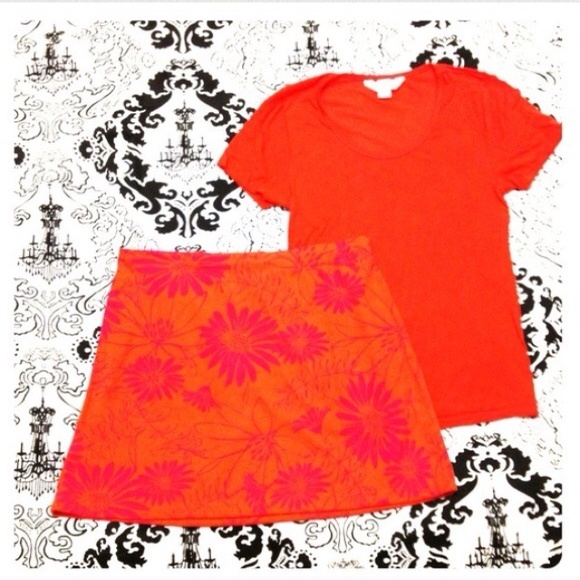 90's style daisy print orange & pink mini skirt - Picture 3 of 4
