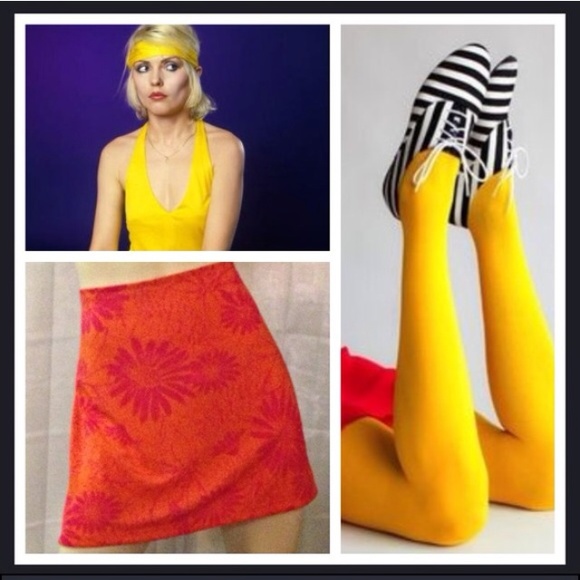 90's style daisy print orange & pink mini skirt - Picture 4 of 4