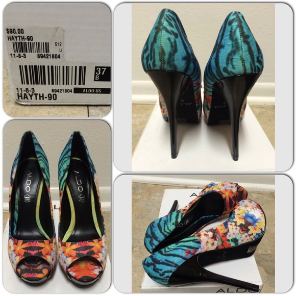 🎉HP🎉Floral peep toe stiletto - ALDO sz 37 - Picture 2 of 4