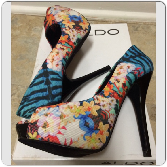 🎉HP🎉Floral peep toe stiletto - ALDO sz 37 - Picture 4 of 4
