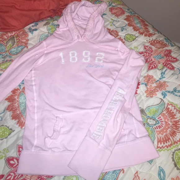 ABERCROMBIE & FITCH baby pink logo graphic hoodie