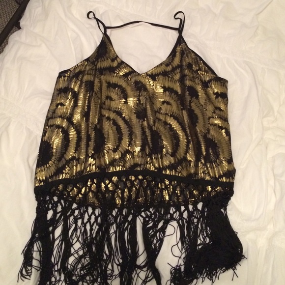 Metallic fringe top