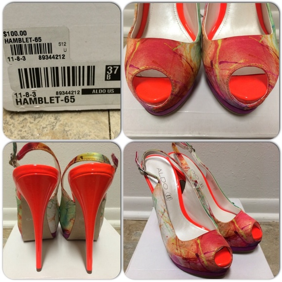 Splatter, platform, peep toe stiletto - ALDO sz 37 - Picture 3 of 4