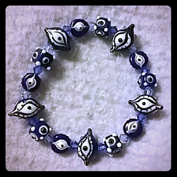 NWOT. Lampwork Evil Eye stretchy bracelet