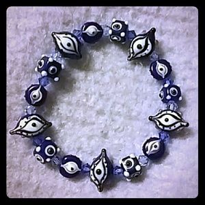 NWOT. Lampwork Evil Eye stretchy bracelet