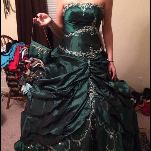 Emerald green quinceañera dress.