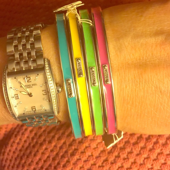 Sold separately Fossil bangles enamel/silver new