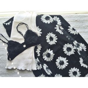Black & White Sunflower Maxi Skirt