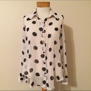forever 21 Adorable Polka Dot Sheer Button Up