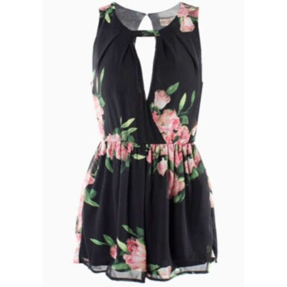Black floral romper