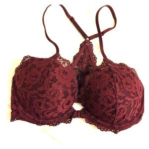 32D burgundy lace Victoria's Secret PINK bra.