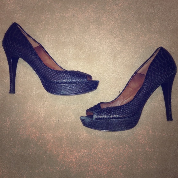 Zara black snake skin stilettos