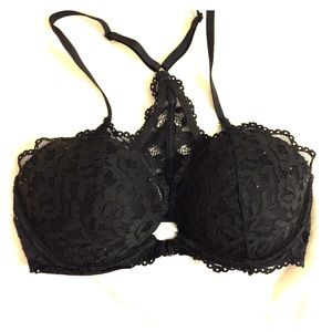 32D BLACK  Victoria's Secret PINK lace bra.