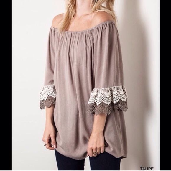 ️SOLD In Bundle  taupe off the shoulder tunic - Picture 4 of 4