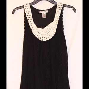 Black and white embroidered tank