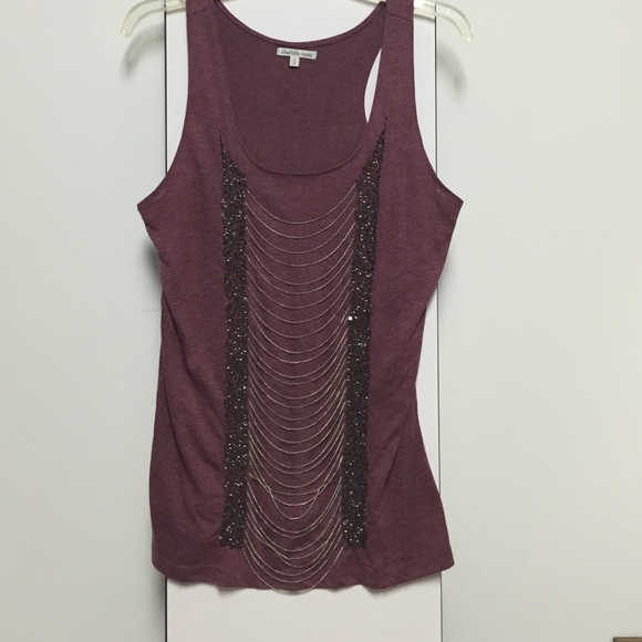 Burgundy Chain and Beading Detail Tank