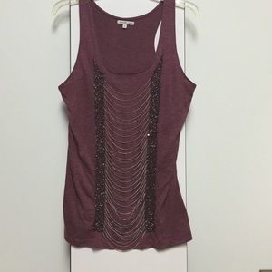 Burgundy Chain and Beading Detail Tank