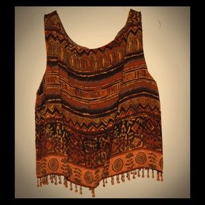 Printed crop top w/ embellishments