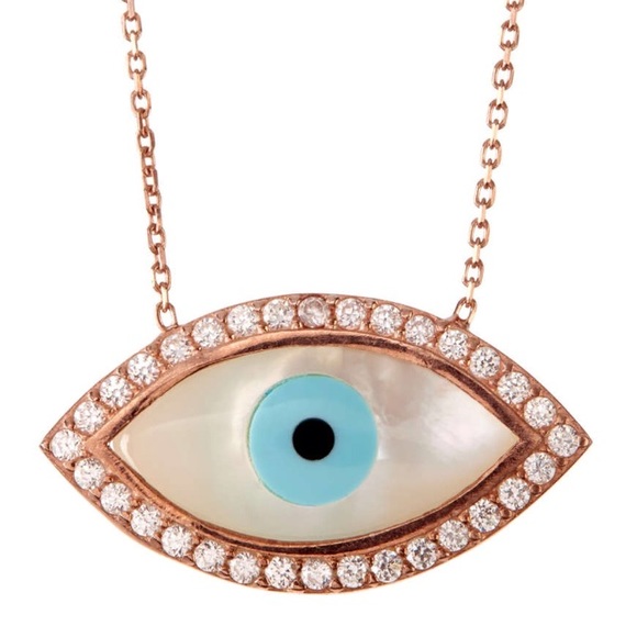Mother of Pearl Evil Eye Pendant Necklace
