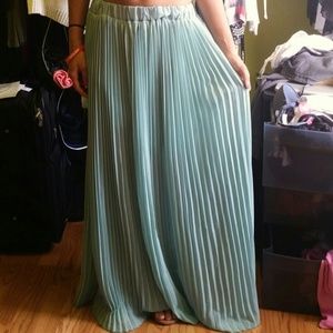 Melon Colored Chiffon Pleated Maxi Skirt
