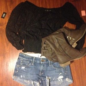 Arden B black long sleeve sheer shirt