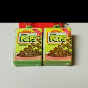 SOLD. Antique Corn Pops cereal box earrings
