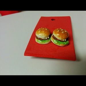 Antique cheeseburger earrings studs
